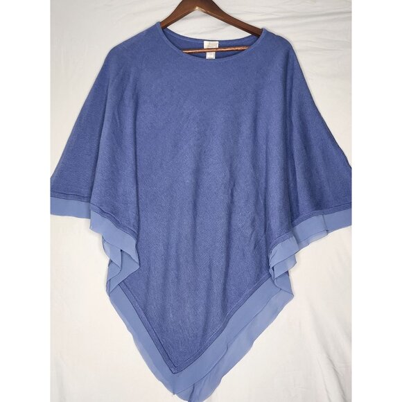 NWT Chico Charlotte Triangle Poncho‎ Chiffon Hem  Large/X Large Blue - Picture 2 of 6